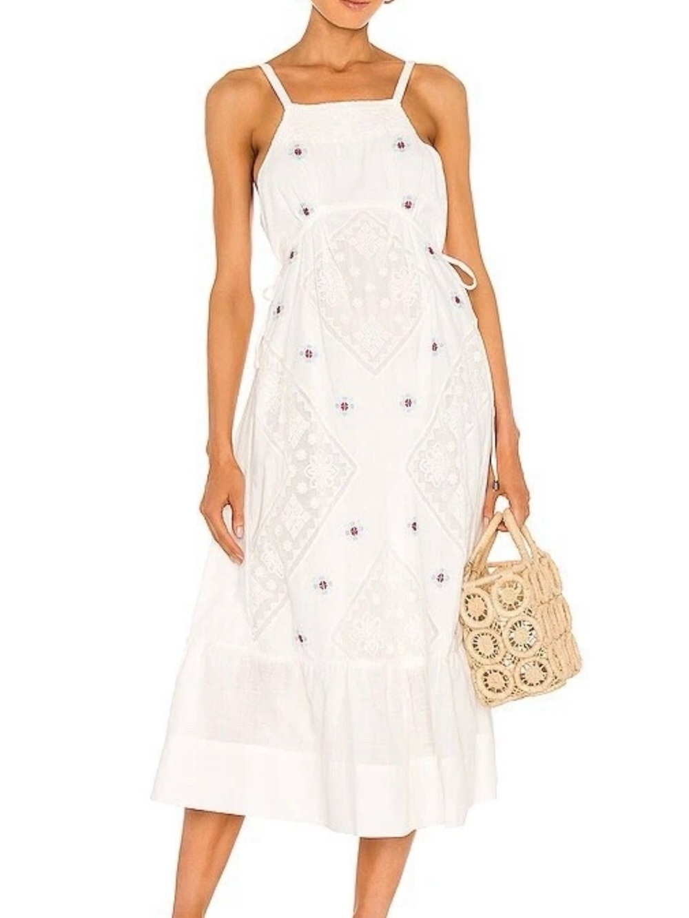 Free People Dewdrop Maxi Dress S White Embroidered Midi Sundress